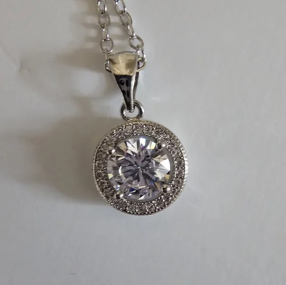 CATE & CHLOE Blake Halo Pendant & Earrings with CZ Crystals - Picture 6 of 7